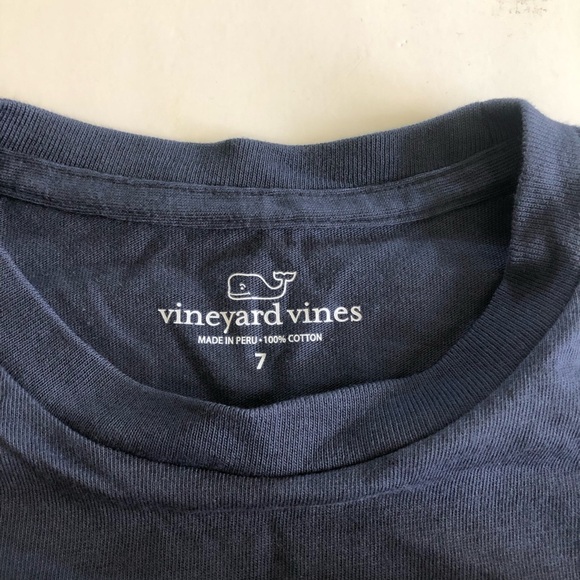 Vineyard Vines Kids Football Whale Spell Out Logo Long Sleeve Pocket Graphic Tee - Picture 7 of 11